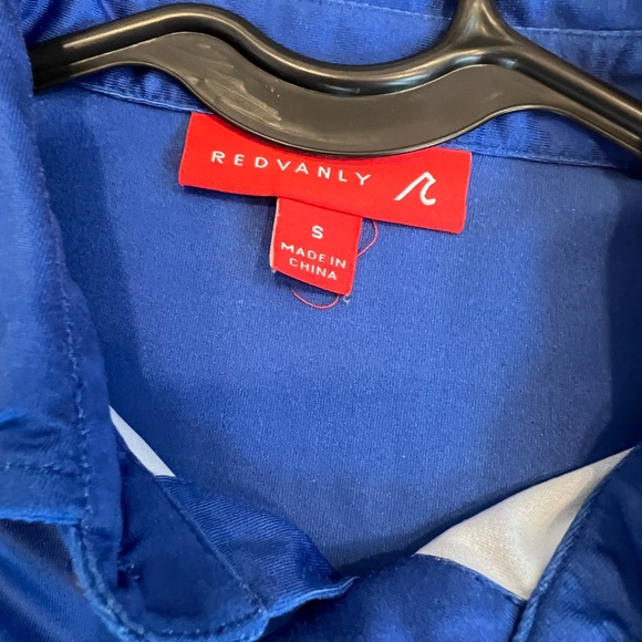 Redvanly Golf Polo Shirt Men’s Blue & White Colorblock Performance Short Sleeve - Picture 4 of 5